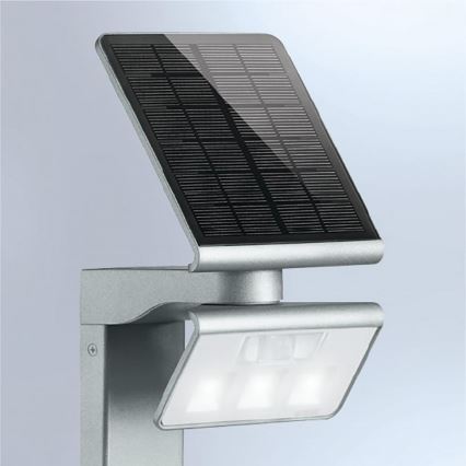 STEINEL 671211 - Saules enerģijas sensors LED prožektors XSolar GL-S 0,5W/LED sudraba IP44 2500 mAh