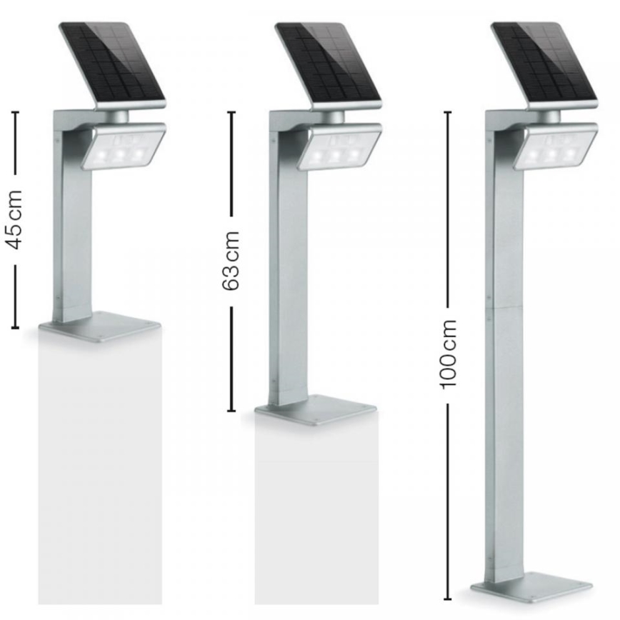 STEINEL 671211 - Saules enerģijas sensors LED prožektors XSolar GL-S 0,5W/LED sudraba IP44 2500 mAh