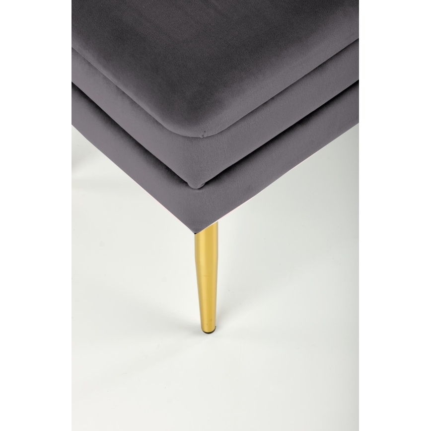 Stepēts soliņš ar uzglabāšanas vietu VELVA 37x78 cm pelēka/zelta