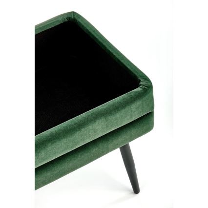 Stepēts soliņš ar uzglabāšanas vietu VELVA 37x78 cm zaļa/melna