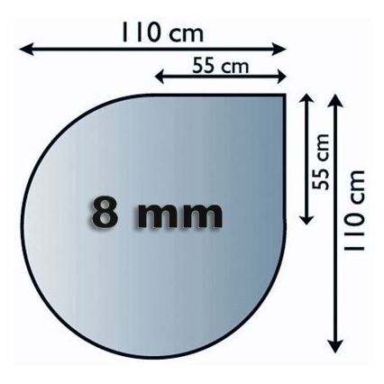 Stikls zem kamīna 1100x1100x8 mm asaras
