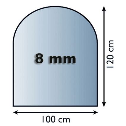 Stikls zem kamīna 1200x1000x8 mm pusloks