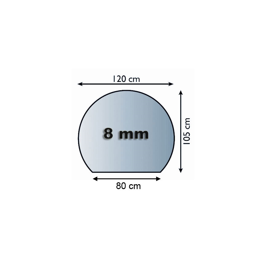 Stikls zem kamīna 1200x1050x8 mm pusaplis