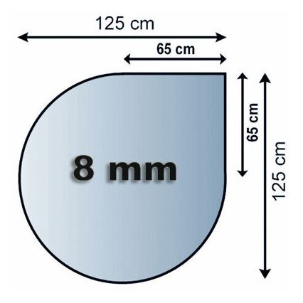 Stikls zem kamīna 1250x1250x8 mm asaras