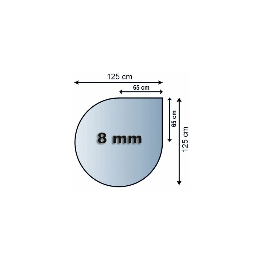 Stikls zem kamīna 1250x1250x8 mm asaras
