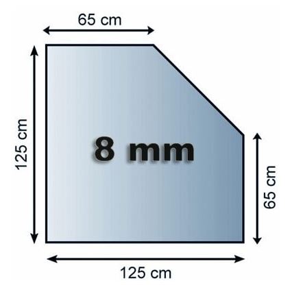 Stikls zem kamīna 1250x1250x8 mm slīpēts kvadrāts