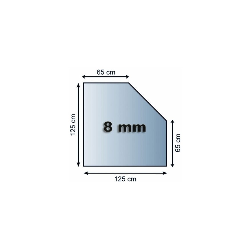 Stikls zem kamīna 1250x1250x8 mm slīpēts kvadrāts