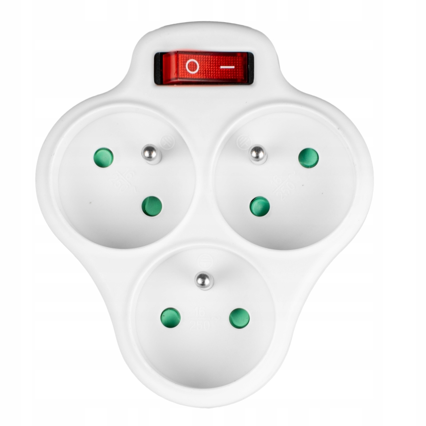 Strāvas sadales bloks ar slēdzi — 3 kontaktligzdas