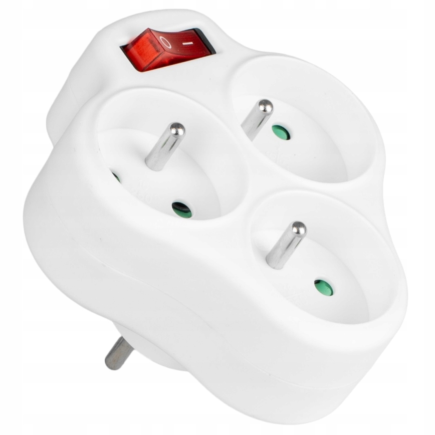 Strāvas sadales bloks ar slēdzi — 3 kontaktligzdas