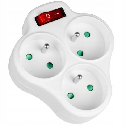 Strāvas sadales bloks ar slēdzi — 3 kontaktligzdas