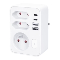 Strāvas sadalītājs 1x16A+2x 2,5A ar 2xUSB A+C lādētāju balts