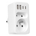 Strāvas sadalītājs ar 2 kontaktligzdām + 2xUSB-C + 2xUSB-A