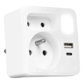 Strāvas sadalītājs ar 2 kontaktligzdām + USB-C + USB-A un LED apgaismojumu LED/0,5W/230V 3000K