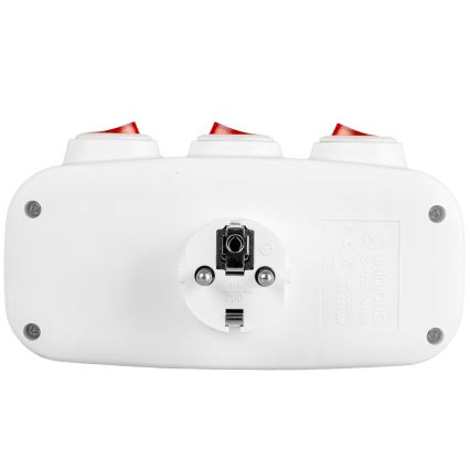 Strāvas sadalītājs ar 3 kontaktligzdām un slēdžiem