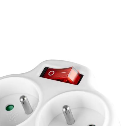 Strāvas sadalītājs ar slēdzi, 2 kontaktligzdas + USB-C + USB-A