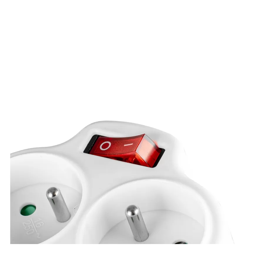 Strāvas sadalītājs ar slēdzi, 2 kontaktligzdas + USB-C + USB-A