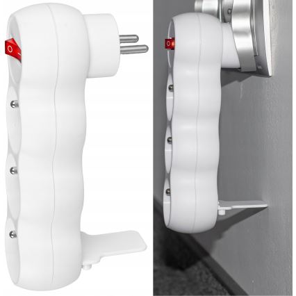 Strāvas sadalītājs ar slēdzi, 3 kontaktligzdas