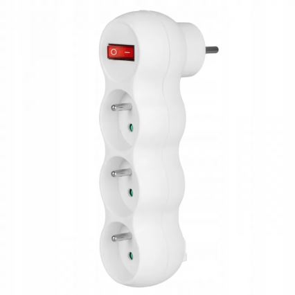 Strāvas sadalītājs ar slēdzi, 3 kontaktligzdas