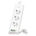 Strāvas sadalītājs ar slēdzi LINEA PRO 3x230V+ 3xUSB-A + 1xUSB-C SCHUKO 1,5 m balta