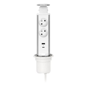 Strāvas stabs galda virsmai 2x230 V + USB-A + USB-C