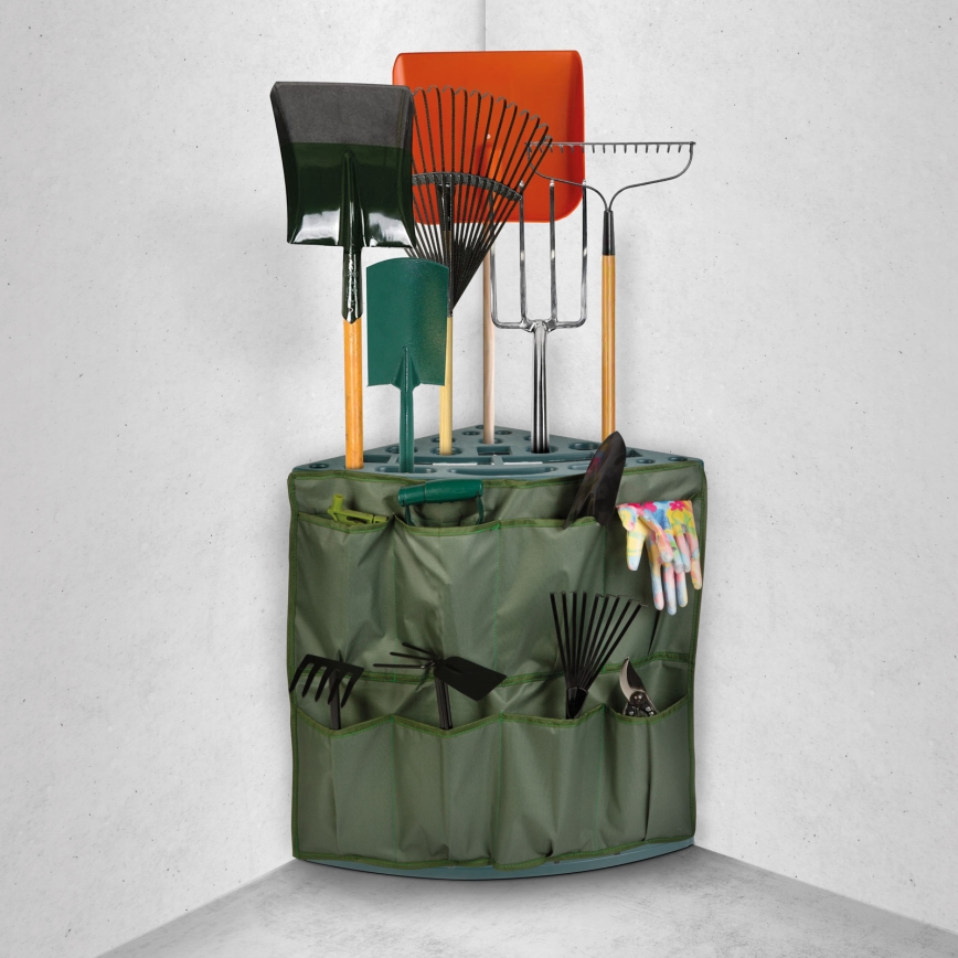 Stūra dārza instrumentu turētājs 43x43x59 cm zaļš