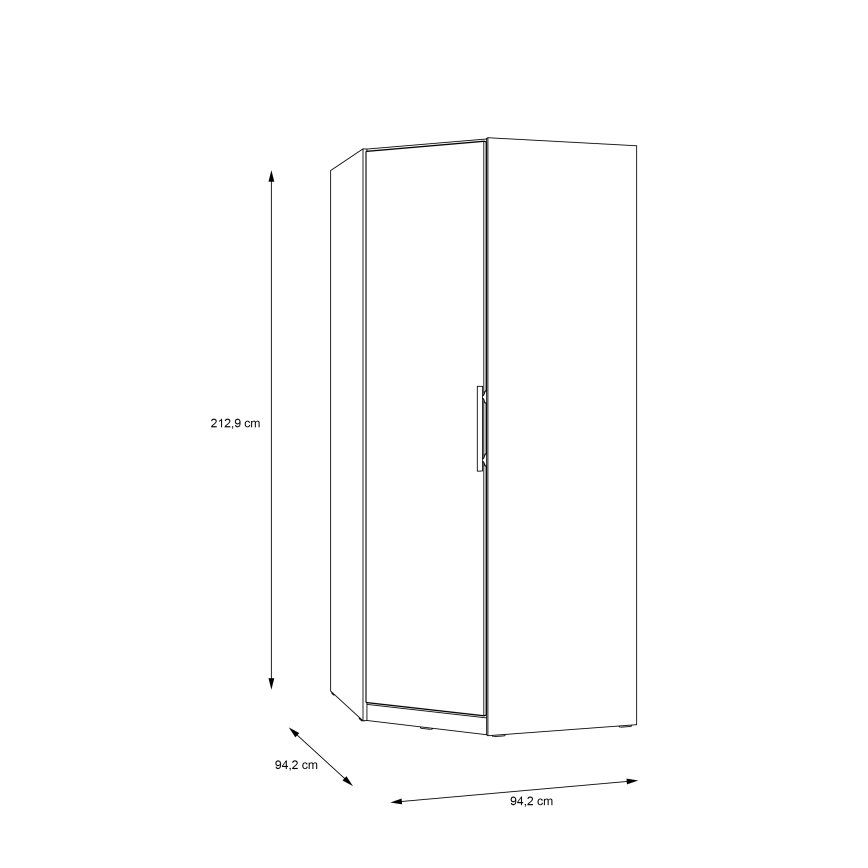 Stūra drēbju skapis MARO 94x213 cm Artisan ozols