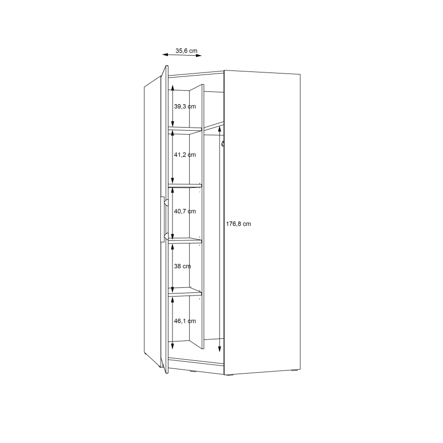 Stūra drēbju skapis MARO 94x213 cm Artisan ozols