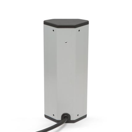 Stūra kontaktligzdu stabs ar 3x230V + 2xUSB-A, melns/sudraba