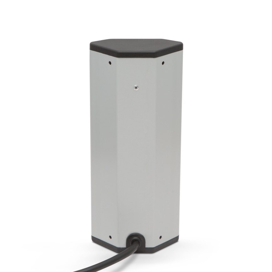 Stūra kontaktligzdu stabs ar 3x230V + 2xUSB-A, melns/sudraba