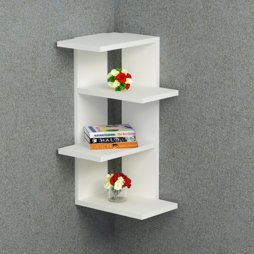 Stūra sienas plaukts MILANO 60x31,4 cm balts