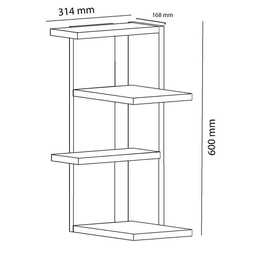 Stūra sienas plaukts MILANO 60x31,4 cm balts