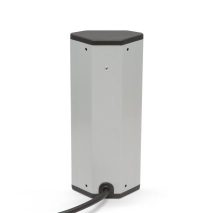 Stūra stabs ar 3 kontaktligzdām 230 V, melns/sudraba