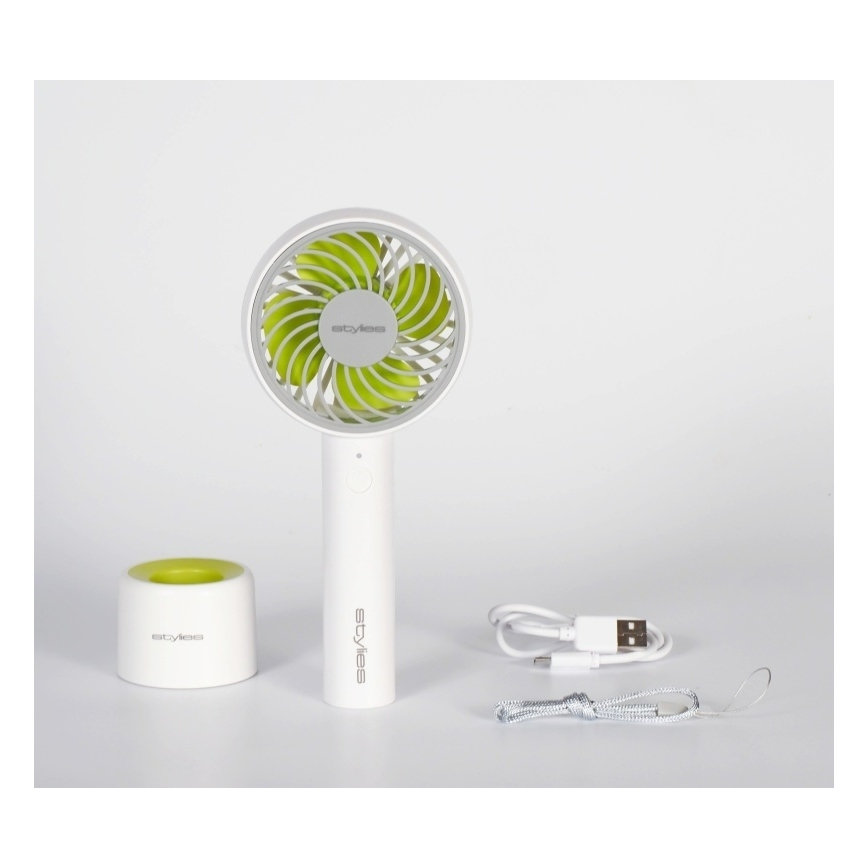 Stylies - Uzlādējamais rokas ventilators LACERTA 4W/5V 2500 mAh balts
