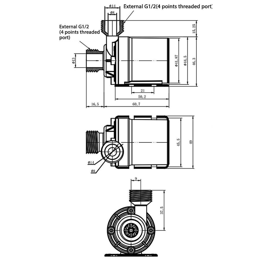Sūknis 12VDC 800l/stunda G1/2"