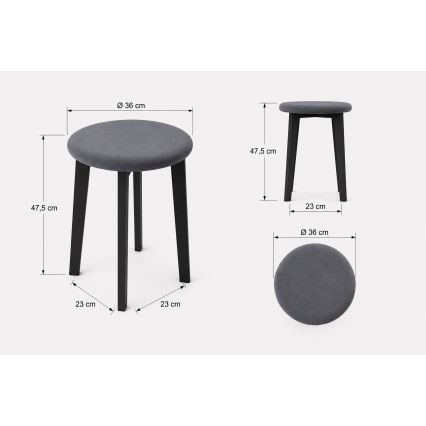 Taburete KUBE Ø 36 cm melna/antracīta