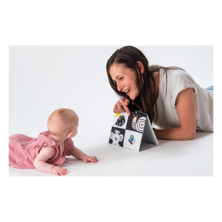 Taf Toys - Bērnu auduma grāmata ar spoguli, melna
