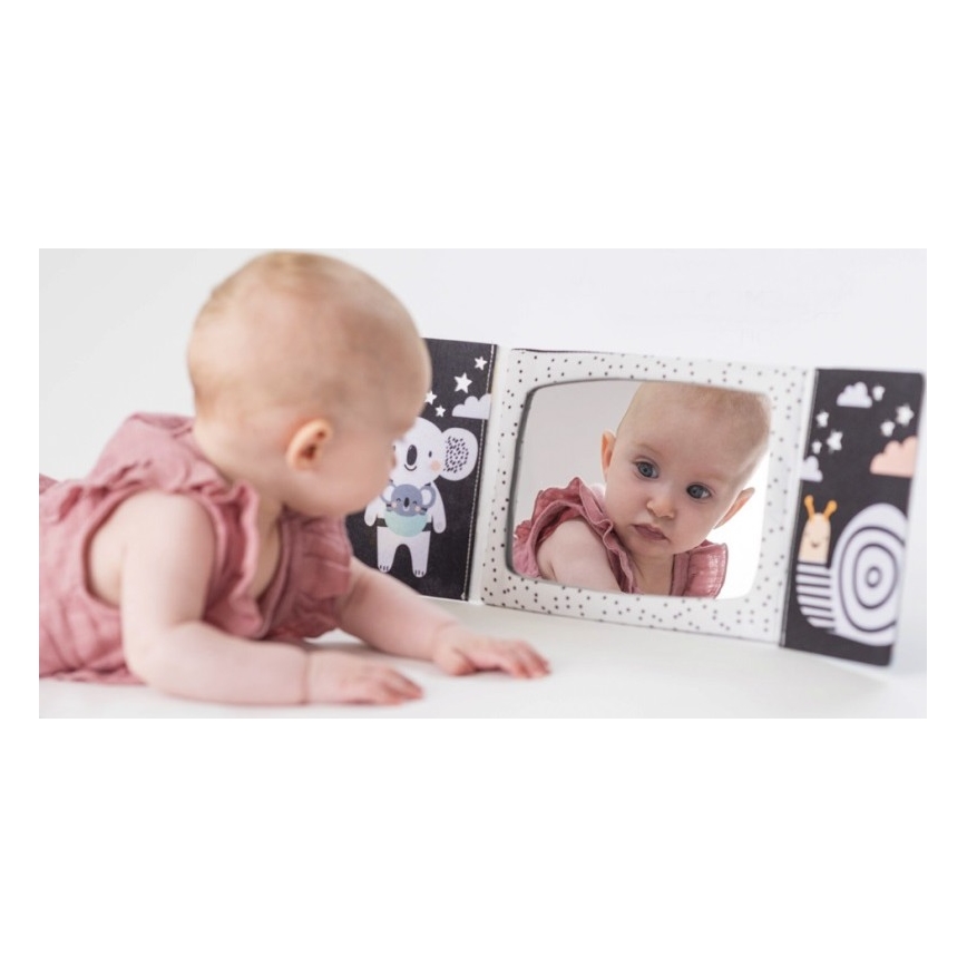 Taf Toys - Bērnu auduma grāmata ar spoguli, melna