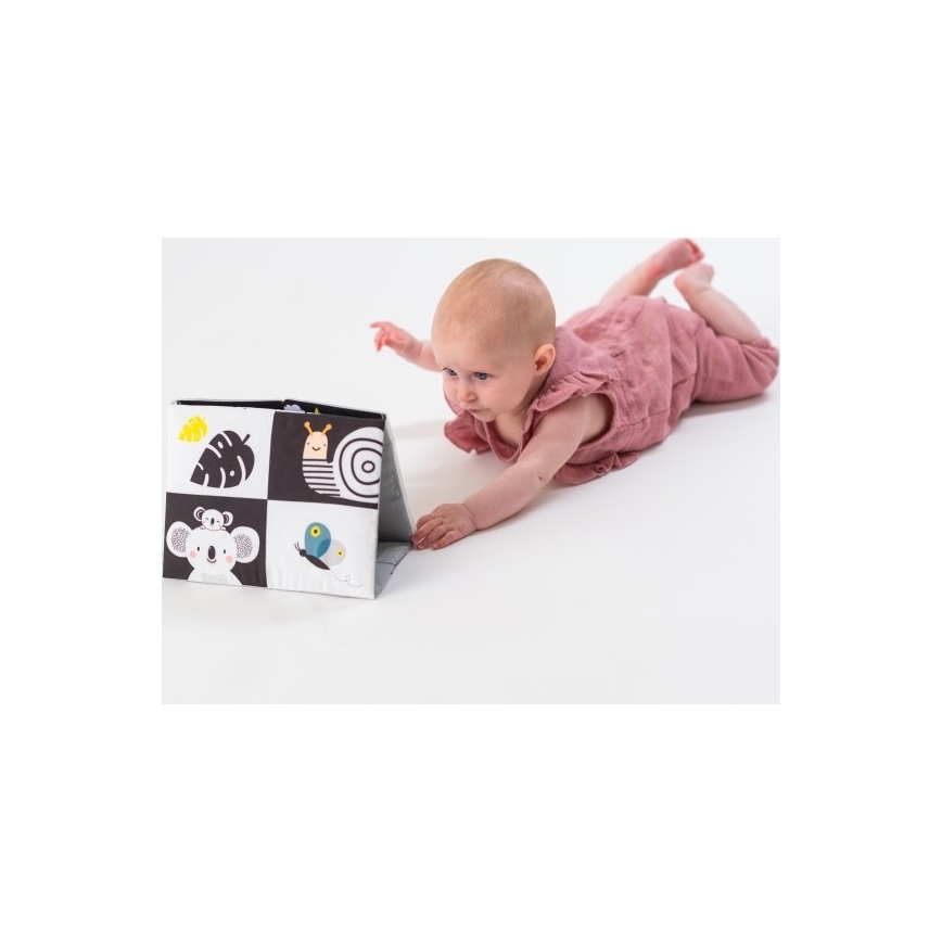 Taf Toys - Bērnu auduma grāmata ar spoguli, melna