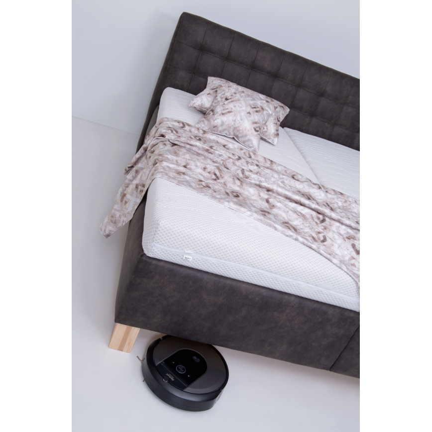 Tapicerēta gulta ar matraci un glabāšanas nodalījumu VIOLET 180x200 cm tumši pelēka