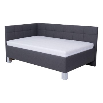 Tapicerēta gulta ar matraci un uzglabāšanas nodalījumu MARIA PETITE 120x200 cm pelēka