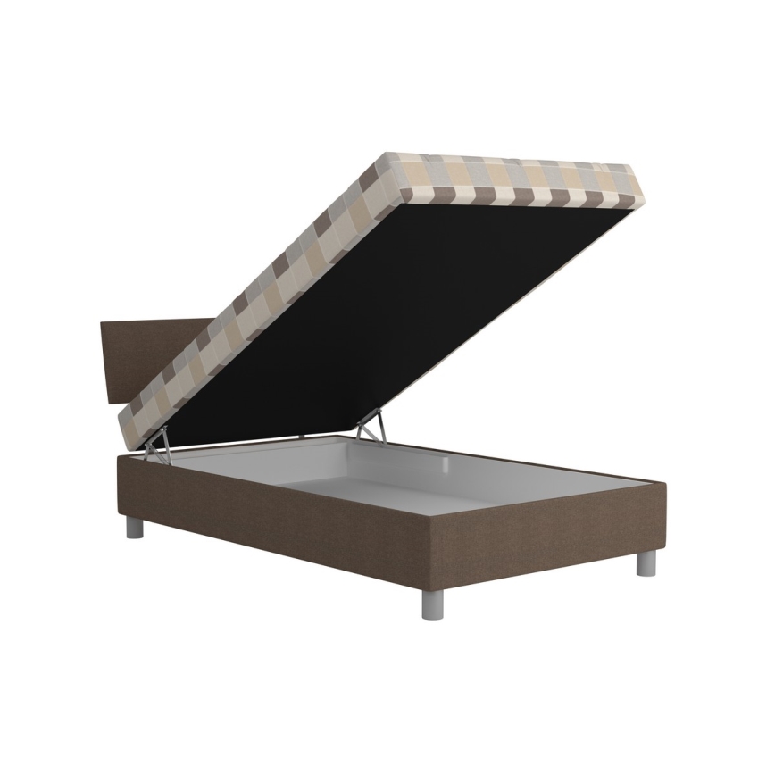 Tapicerēta gulta ar uzglabāšanas nodalījumu un matraci GEORGE 120x200 cm brūna
