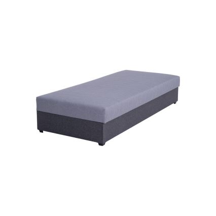 Tapicerēta vienvietīga gulta ar uzglabāšanas nodalījumu JACOB XL, nestspēja 130 kg, 90x200 cm, pelēka