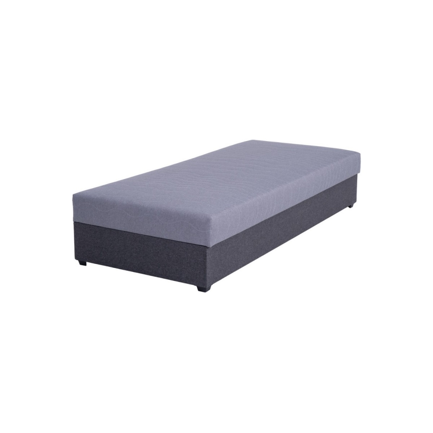 Tapicerēta vienvietīga gulta ar uzglabāšanas nodalījumu JACOB XL, nestspēja 130 kg, 90x200 cm, pelēka