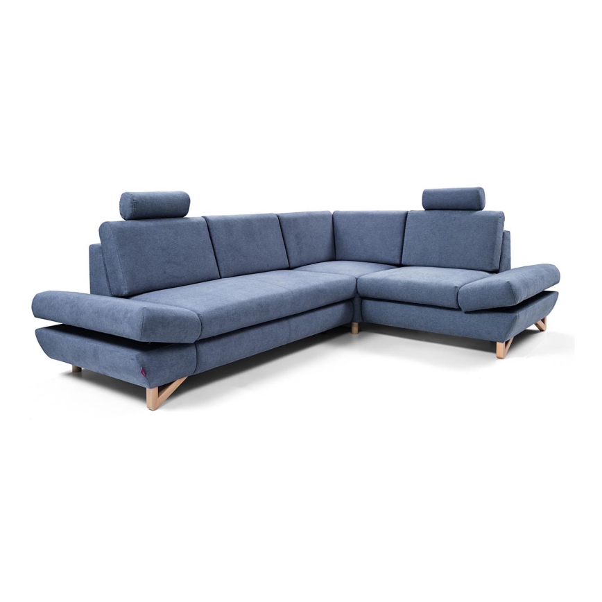 Tapicerēts izvelkams stūra dīvāns AVESTA, L formas, ar uzglabāšanas nodalījumu, labais, zils