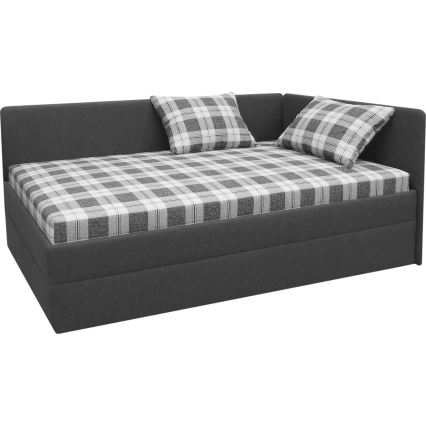 Tapisēta dienasgulta ar universālu kreisās/labās puses gultas galvgali ARLY 110x200 cm antracīta/balta