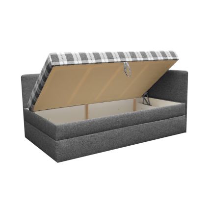 Tapisēta dienasgulta ar universālu kreisās/labās puses gultas galvgali ARLY 110x200 cm antracīta/balta