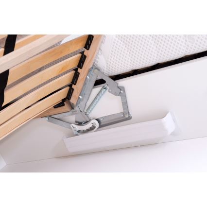 Tapisēta gulta ALIS ar matraci un uzglabāšanas vietu, 180x200 cm, brūna