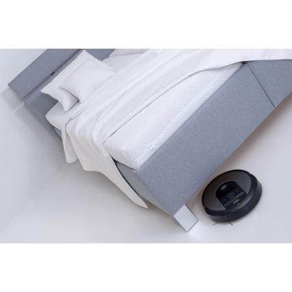Tapisēta gulta ar matraci un ietilpīgu uzglabāšanas nodalījumu ALIS 180x200 cm, gaiši pelēka