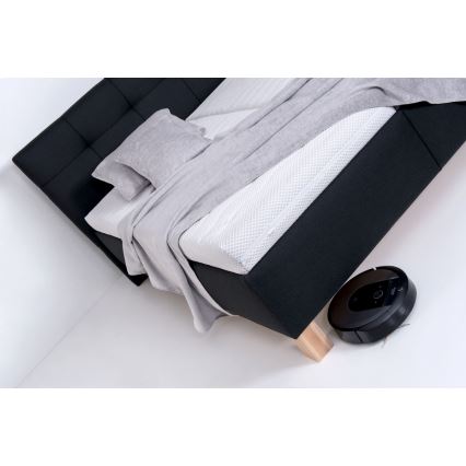 Tapisēta gulta MARIA 160x200 cm ar matraci un uzglabāšanas nodalījumu, antracīts