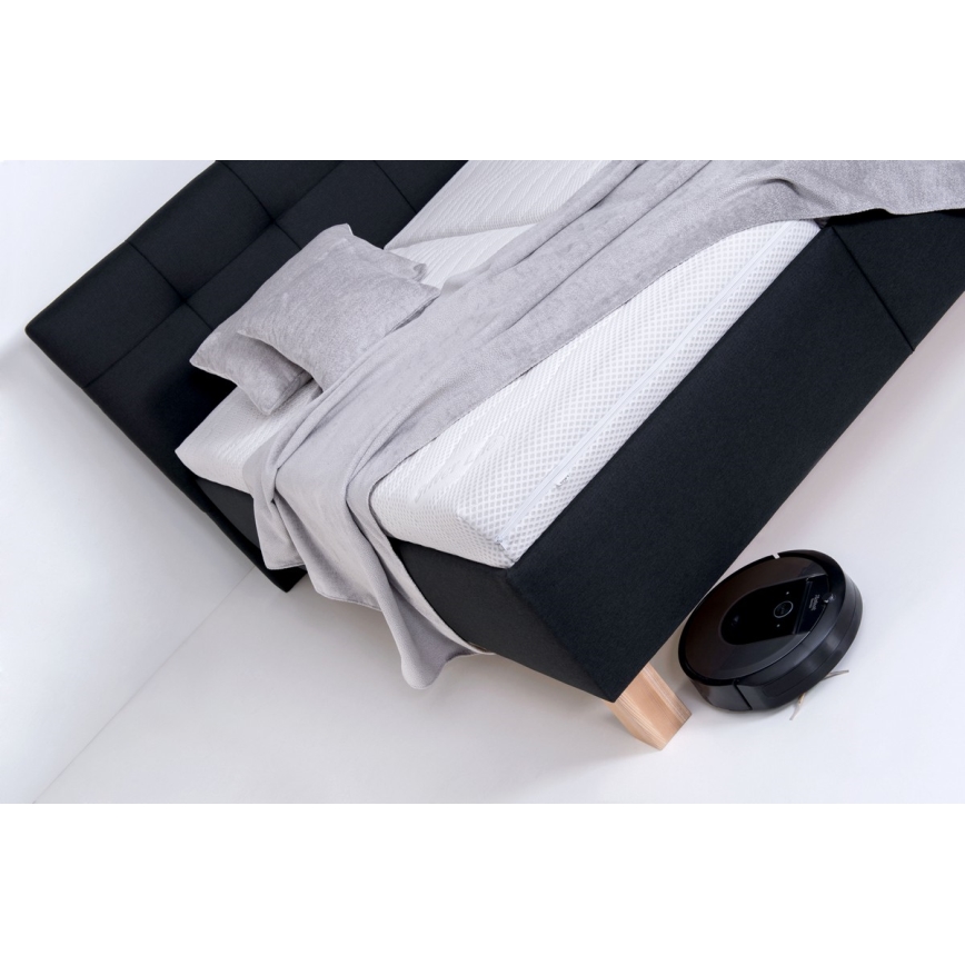 Tapisēta gulta MARIA 160x200 cm ar matraci un uzglabāšanas nodalījumu, antracīts